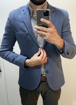 Мужской голубой синий кэжуал пиджак burton menswear london2 фото