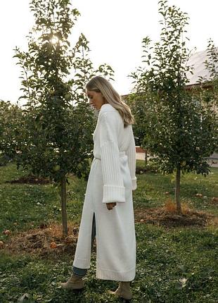 Теплый кардиган макси под пояс2 фото