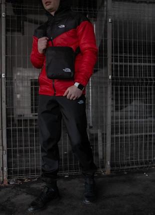 Комплект куртка tnf чёрно-кнасный + штаны tnf. барсетка tnf в подарок!