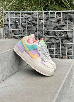 Зимние женские кроссовки nike air force 1 shadow pale ivory fur(мех) 36-37-38-39-409 фото