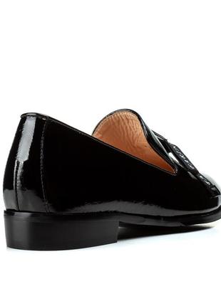 Туфли женские кожаные лаковые черные на удобном каблуке 1709т4 фото