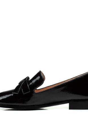 Туфли женские кожаные лаковые черные на удобном каблуке 1709т3 фото
