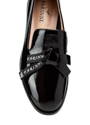 Туфли женские кожаные лаковые черные на удобном каблуке 1709т7 фото