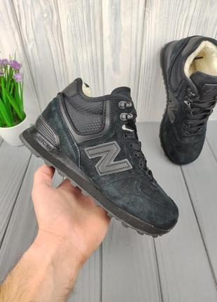 Зимние кроссовки с утеплителем new balance 574 winter suede black