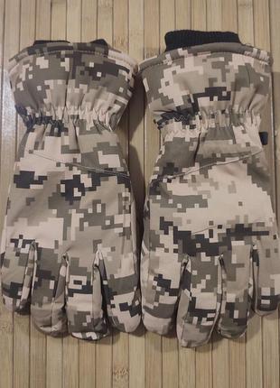 Перчатки военные пиксель, перчатки мужские на флисе, softshell