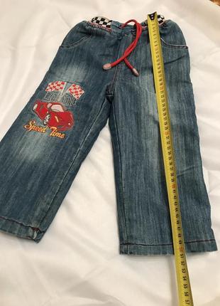Штани утеплені подвійні на 2 - 3 роки, джинси на зав’язках тачки2 фото