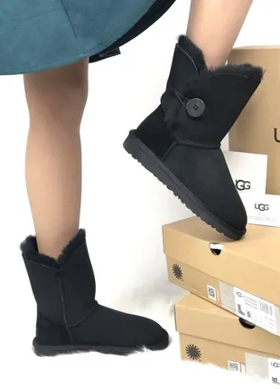 Сапоги кожаные на овчине baileyрдинал black, зимние угги