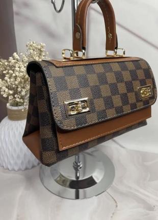 Женская сумка louis vuitton&nbsp;в клетку коричневая