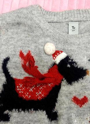 Яскравий новорічний светр світшот з собачками tu на 4 роки