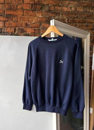 Puma men’s blue sweatshirt small embroidered logo y2k made in italy вінтажна кофта