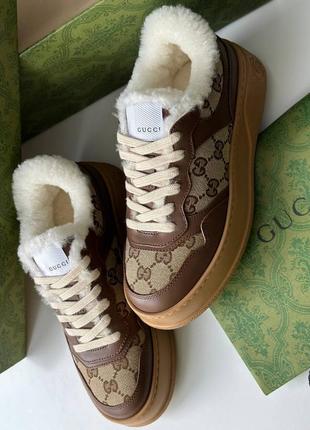 Женские зимние кроссовки кеды в стиле гуччи gucci3 фото