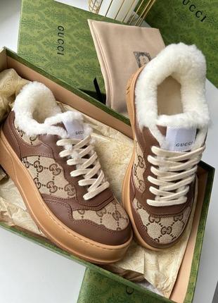Женские зимние кроссовки кеды в стиле гуччи gucci