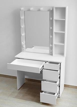 Косметический макияжный туалетный столик трюмо и визажное зеркало с подсветкой и...
