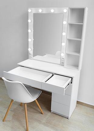 Косметический макияжный туалетный столик трюмо и визажное зеркало с подсветкой и...