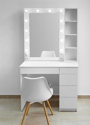 Косметический макияжный туалетный столик трюмо и визажное зеркало с подсветкой и...