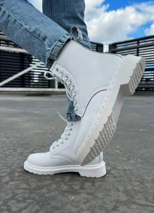 Сапоги зимние кожаные dr. martens 1460 white fur premium