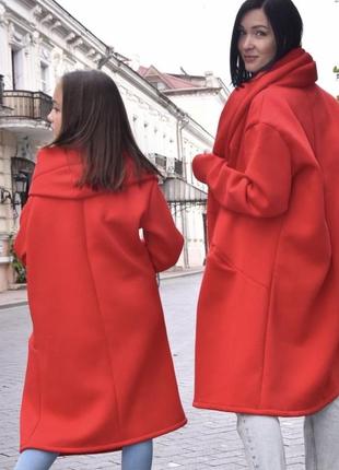 Великолепное яркое новое красное демисезонное утепленное флисом пальто размер xs или s и рост от 152 до 170 см7 фото