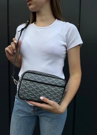 Жіноча сумочка goyard crossbody grey/black