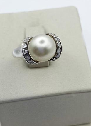 Кольцо серебряное с жемчугом 18,5 4,06 г
