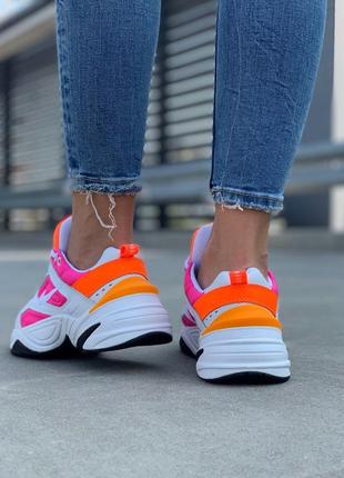 Nike m2k tekno white pink orange, кросівки жіночі найк весна-осінь, женские кроссовки найк м2к4 фото