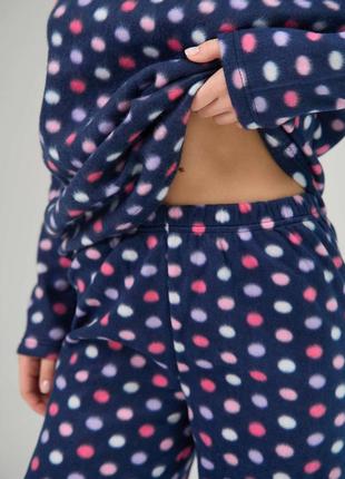 Пижама женская тёплая флис в разноцветный горошек размер s, m, l, xl2 фото