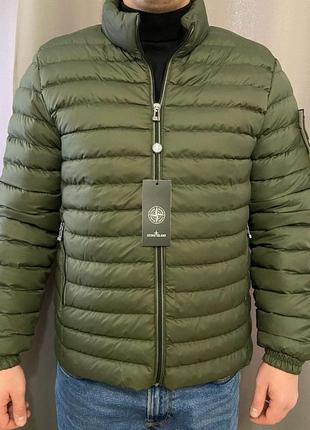 Мужская демисезонная куртка stone island зеленая, размер s-xxl