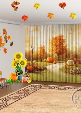 Осенние фото шторы в детский сад "тыква на огороде" - любой размер! читаем описание!