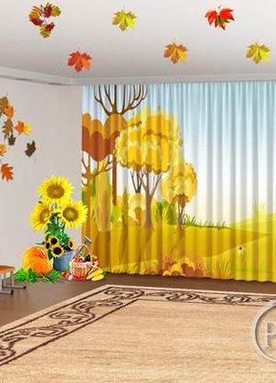 Осенние фото шторы в детский сад "осенние желтые деревья" - любой размер! читаем описание!