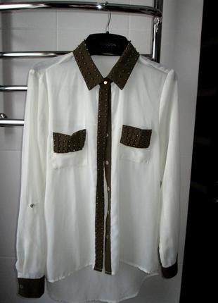 Нарядная рубашка/стильная кофточка/шифоновая блуза/ в бусинках