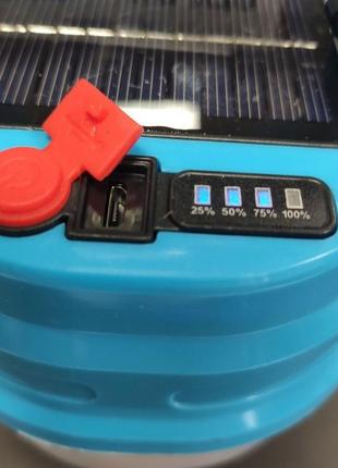 Підвісний ліхтар світильник led з гачком для кемпінгу з акумулятором і сонячною панеллю hb-v70 синій3 фото