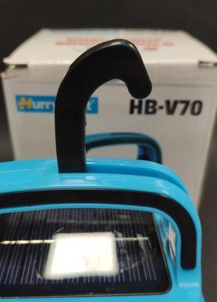 Підвісний ліхтар світильник led з гачком для кемпінгу з акумулятором і сонячною панеллю hb-v70 синій4 фото
