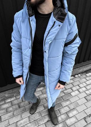 Зимова чоловіча куртка топ якості подовжена сіра3 фото