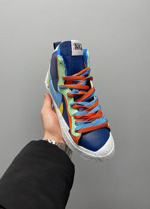 Кроссовки nike blazer mid x sacai «blue yellow’6 фото