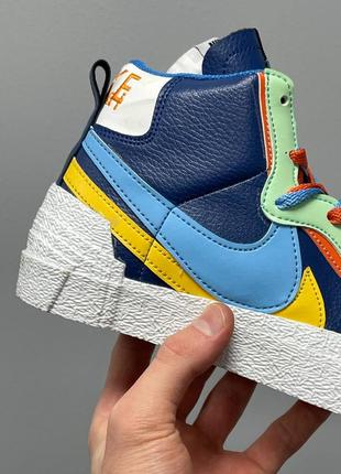 Кроссовки nike blazer mid x sacai «blue yellow’3 фото