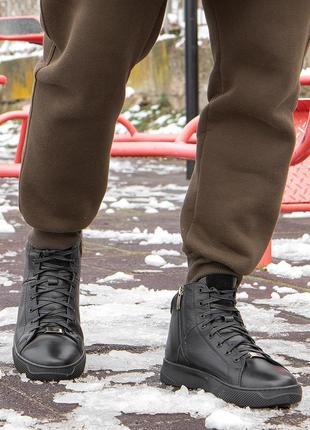 Чоловічі черевики на товстій підошві, шнурівка + замок2 фото