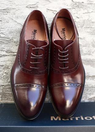 Чоловічі коричневі туфлі з натуральної шкіри сенсор україна6 фото