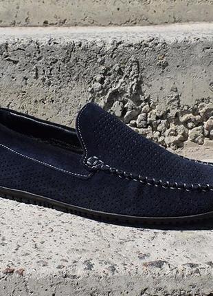 Замшеві мокасини prime shoes сині2 фото