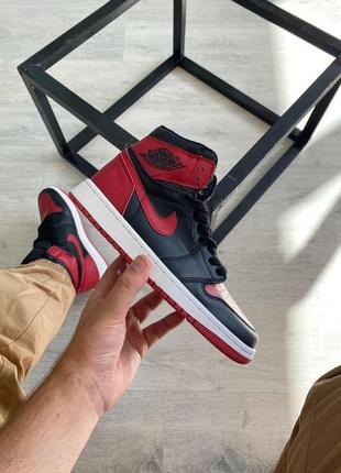 Кроссовки nike air jordan 1 high black orange женские и мужские найк аир джордан, джорданы, кожа