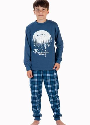 Новорічна піжама для хлопчиків - підлітків 💙 піжама для хлопчиків - підлітків з начосом