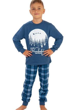 Новогодняя теплая пижама для мальчиков 💙 новогодняя пижама для мальчиков с начесом1 фото