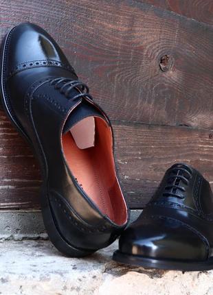 Чоловічі туфлі з натуральної шкіри, чорні сенсор укрїна5 фото