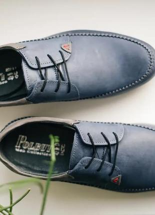 Чоловіче взуття з синьої шкіри 41 та 44 розміри5 фото