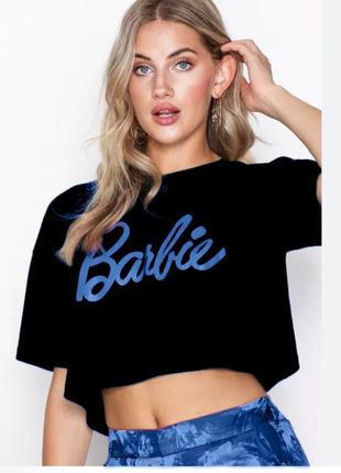 Missguided barbie футболка женская оверсайз широкая укороченная черная6 фото