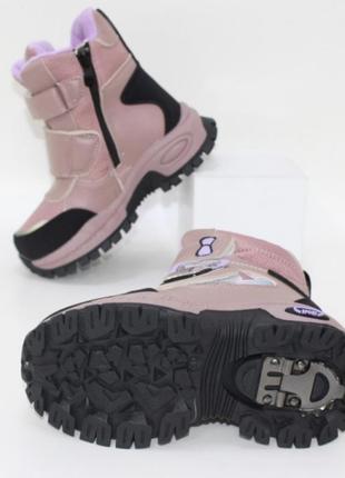 Ботинки для девочек на липучках и молнии на подошве со льдом6 фото