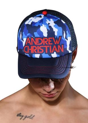 Бейсболка от andrew christian темно-синяя camouflage