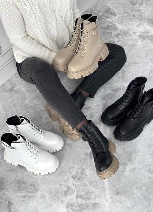 Женские зимние ботинки на шнурках натуральная кожа на тракторной подошве4 фото