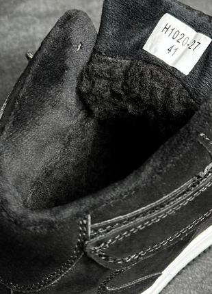 Круті хайтопи зимові кросівки кроси чорні екозамш