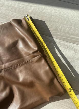 Леггинсы из экокожи коричневые кожаные лосины утепленные кожаные брюки коричневые кожаные лосины на флисе4 фото
