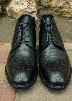 Чорні броги для зими. чоловічі черевики з туреччини.