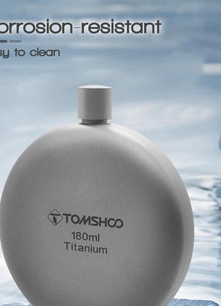 Фляга титановая tomshoo titanium 180 мл + титановая воронка6 фото